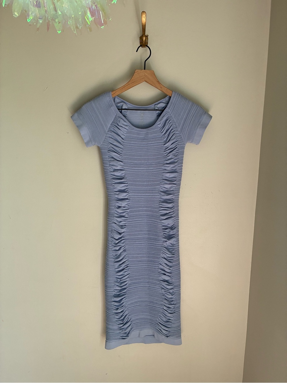 Aura Light‎ Blue Ruched Backless Dress Size Large